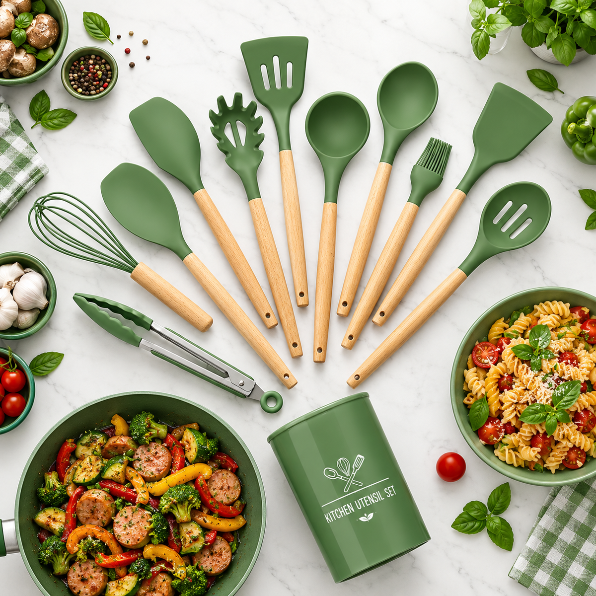 Non-Toxic Kitchen Utensil Set – Heat Resistant Tools