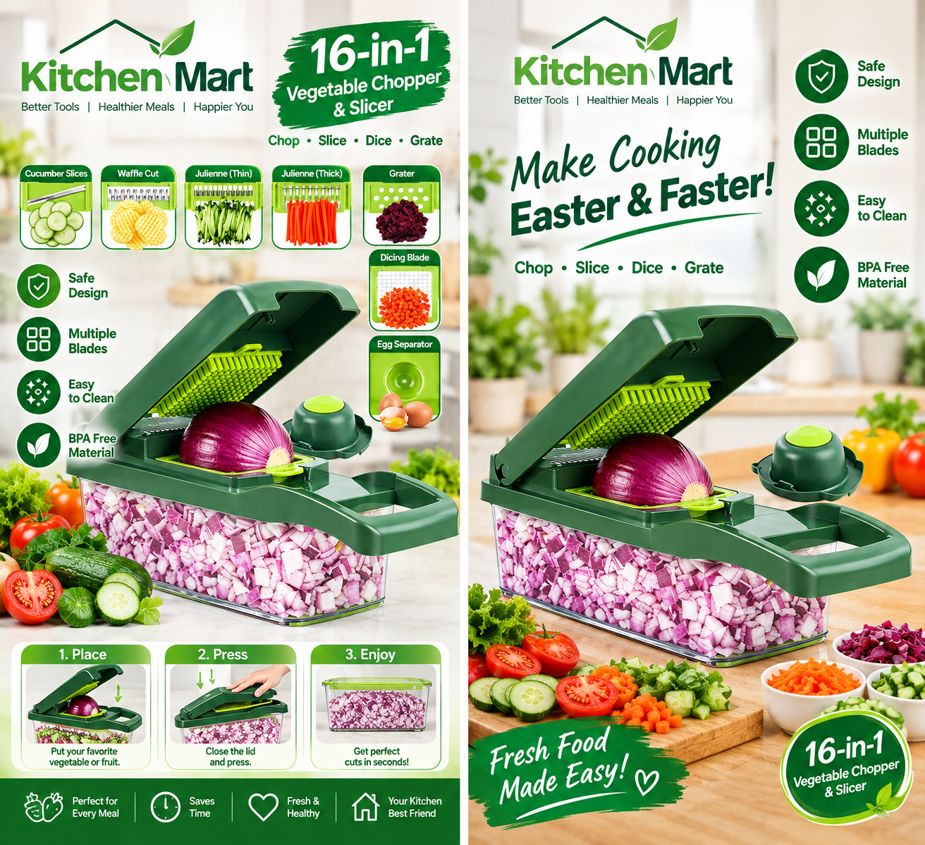 16-Piece Multi-Function Vegetable Chopper, Slicer & Dicer Set
