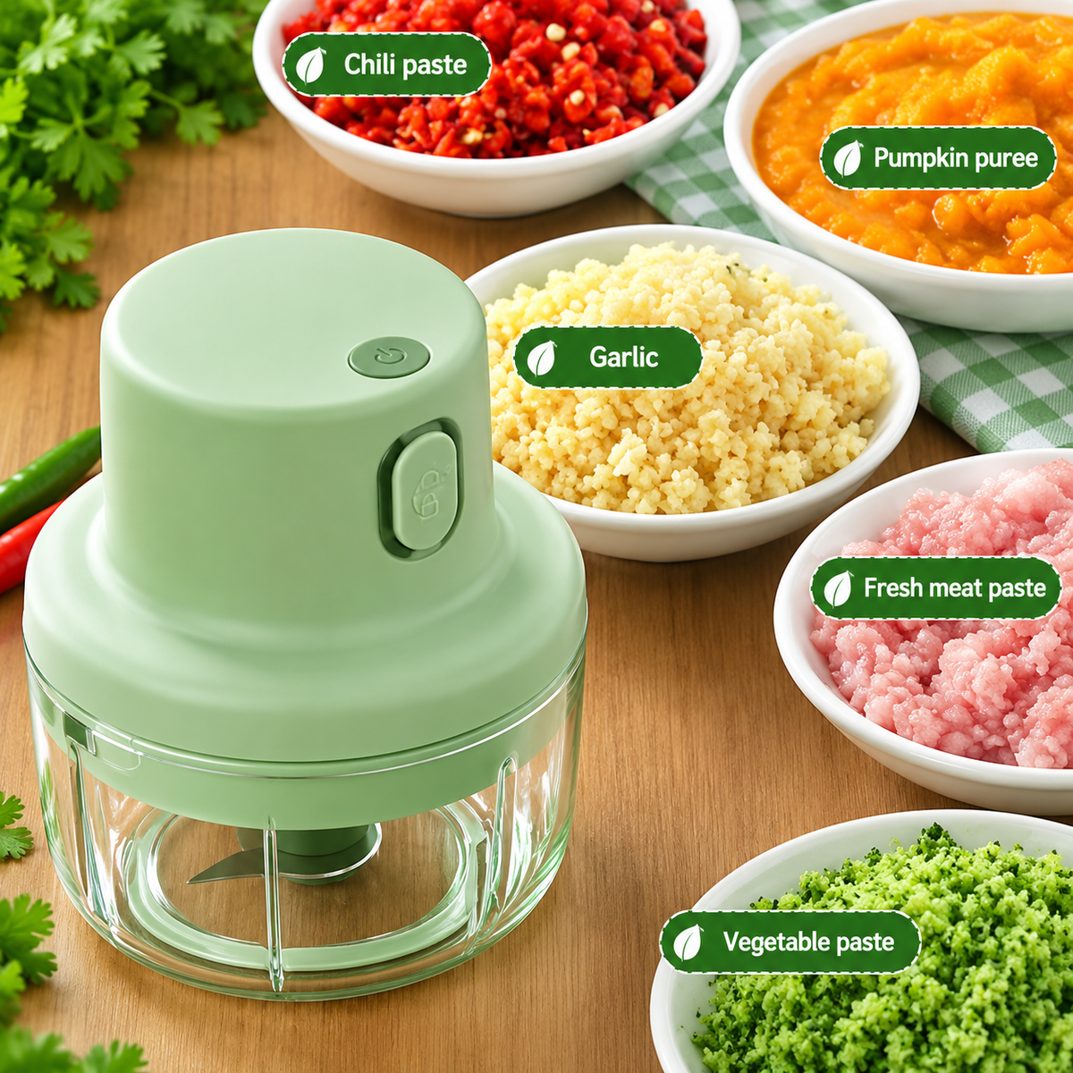 250ml USB Rechargeable Mini Food & Vegetable Chopper
