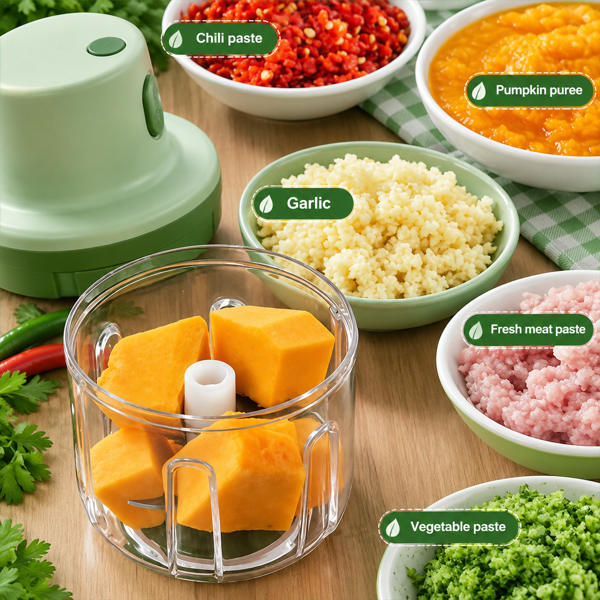 250ml USB Rechargeable Mini Food & Vegetable Chopper