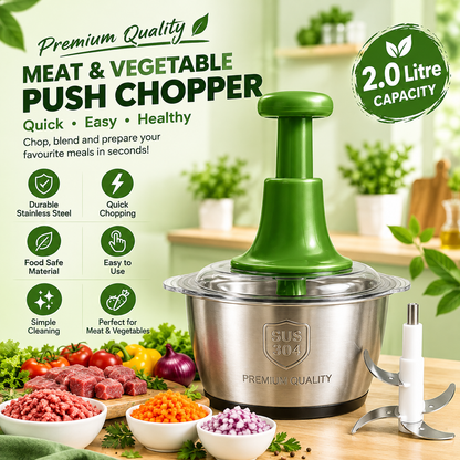 2L Stainless Steel Manual Food & Vegetable Push Chopper