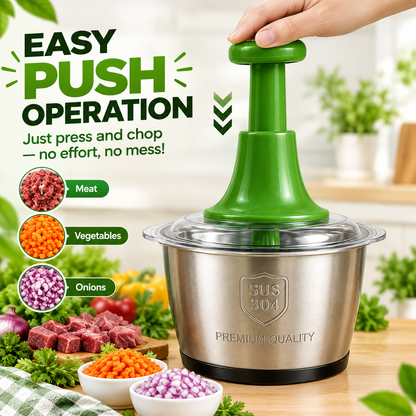 2L Stainless Steel Manual Food & Vegetable Push Chopper