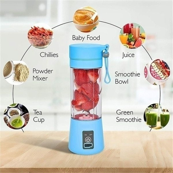 380ml Portable USB Mini Juicer Blender – 6 Blade Smoothie Maker
